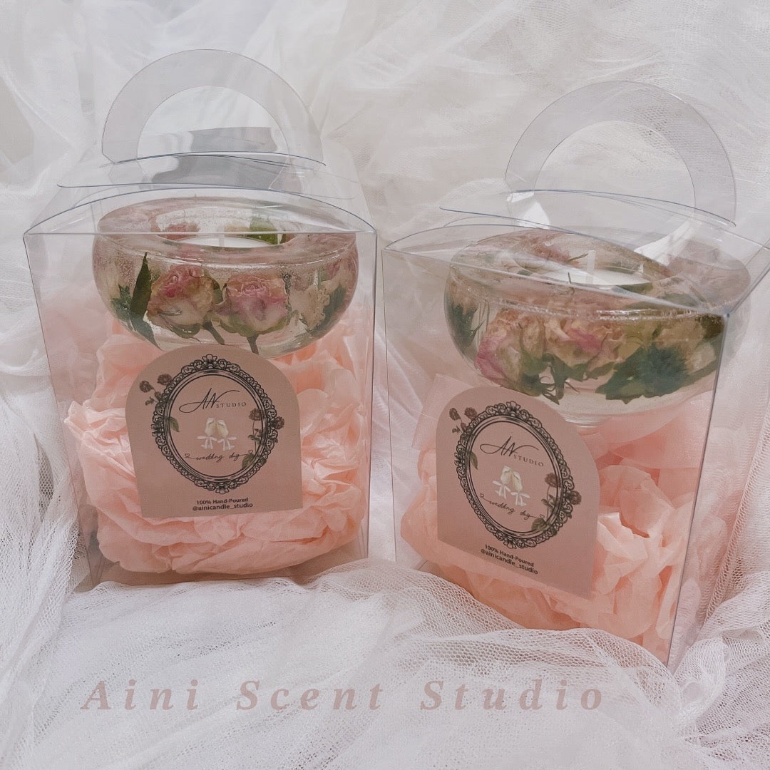 乾燥花燭台 附4顆香氛小茶蠟 禮盒 120ml