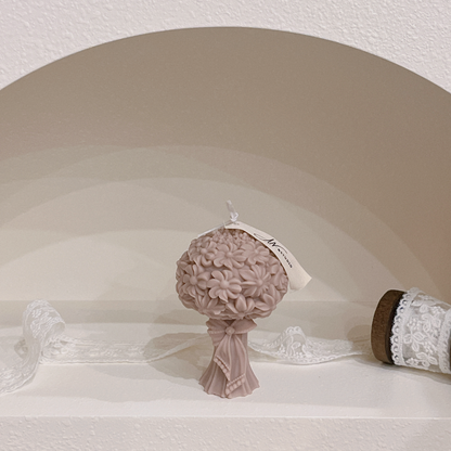 蝴蝶結捧花 白色 咖色 香氛蠟燭 禮盒裝